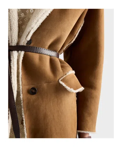 Prada Shearling Coat In Multi
