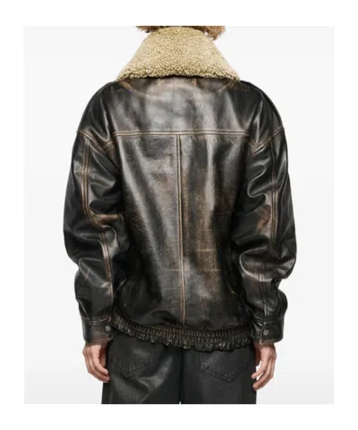 Misbhv Front-pocket Leather Jacket In Black