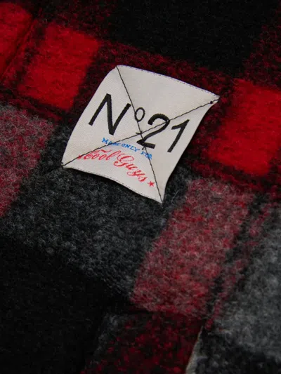 N°21 Check-pattern Fleece-trimmed Bomber Jacket In Black