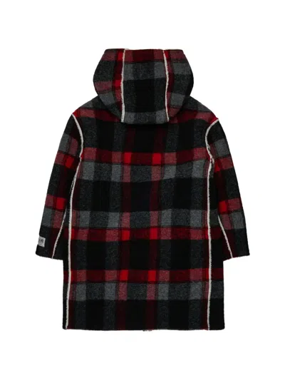 N°21 Check-pattern Hooded Coat In Black
