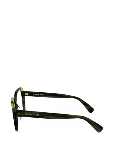 Longchamp Striped-pattern Square-frame Glasses In Black