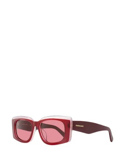 Ferragamo Eyewear Oversized Rectangle-frame Sunglasses In Red