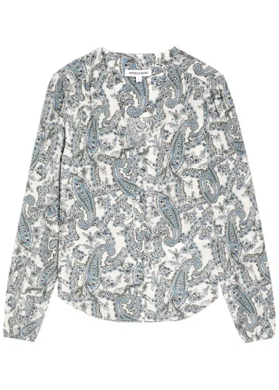 Veronica Beard Farah Printed Silk-blend Blouse In Ecru