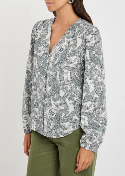 Veronica Beard Farah Printed Silk-blend Blouse In Ecru