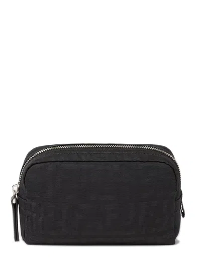 Fendi Medium-sized Vanity Case With Central Zippered Compartment In Nero
