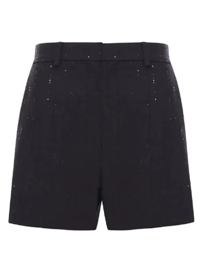Max Mara Pianoforte Black Shorts With Pinstripe-effect Micro Sequins In Black