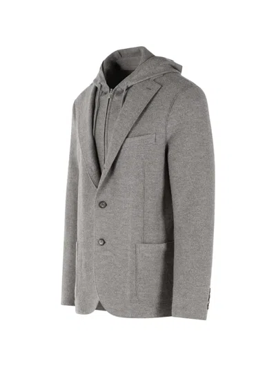 Eleventy Grey Wool Single-breasted Blazer In Multi