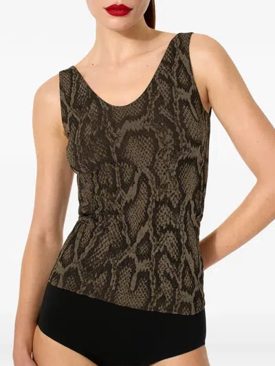 Wolford Python-print Tank Top In Brown