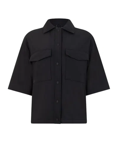 Herno Boxy Three-quarter Sleeve Buttoned Jacket In Black