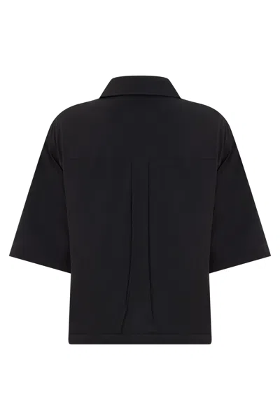 Herno Boxy Three-quarter Sleeve Buttoned Jacket In Black