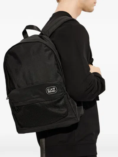 Ea7 Logo-patch Mesh-pocket Backpack In Purple