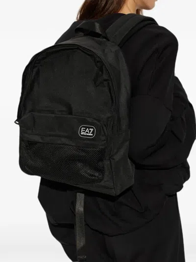 Ea7 Logo-patch Mesh-pocket Backpack In Purple