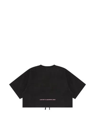 Aape By A Bathing Ape Moonface Gradient Cropped T-shirt In Black
