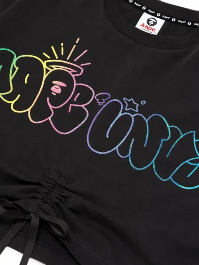 Aape By A Bathing Ape Moonface Gradient Cropped T-shirt In Black