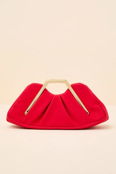 Lulus Sabrine Red Ruched Clutch In Red