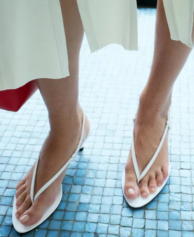 Mango Slingback Kitten Heel Sandal In White