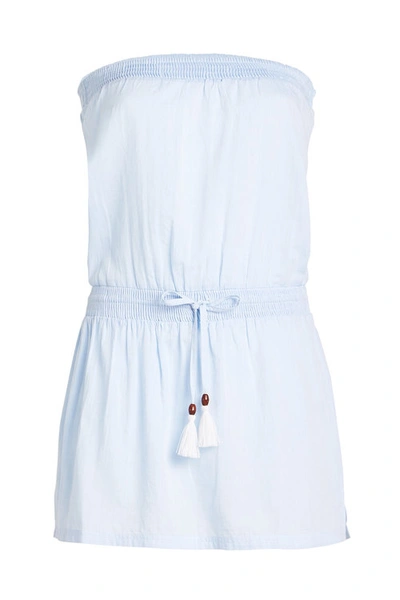Heidi Klein Corsica Strapless Cotton-chambray Dress In Blue
