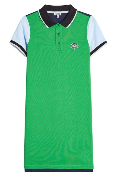 Kenzo Cotton Polo Shirt Dress In Green