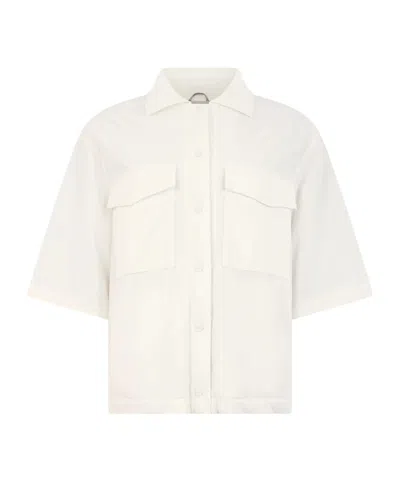 Herno Boxy Three-quarter Sleeve Buttoned Jacket In White