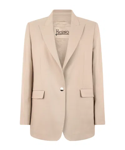 Herno Shawl-collar Single-breasted Blazer In Beige