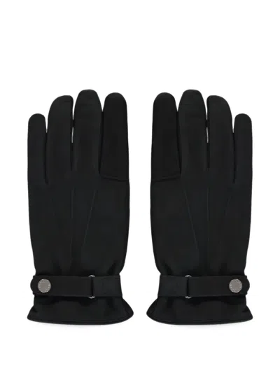 Moorer Button-strap Stitched Gloves In Black