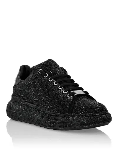 Philipp Plein Crystal-embellished Low-top Sneakers In Black