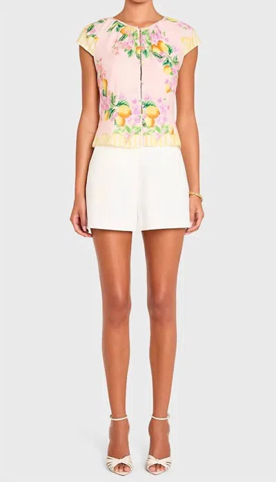 Amanda Uprichard Pinto Front Loop Button Closure Top In Limoncello In Multi