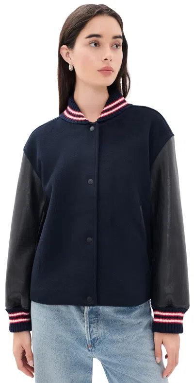 Rag & Bone Scarlet Wool Blend Varsity Jacket In Salute