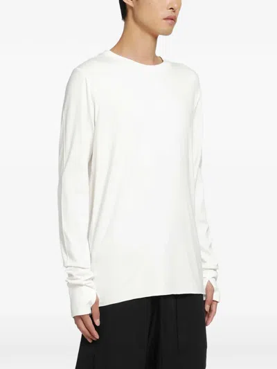 Thom Krom Stretch Viscose Long Sleeve T-shirt In White