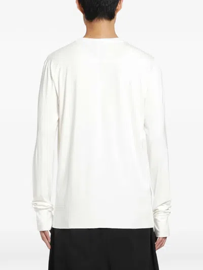 Thom Krom Stretch Viscose Long Sleeve T-shirt In White