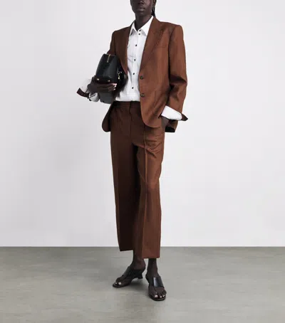 Me+em Wool-blend Sharp Contour Blazer In Brown