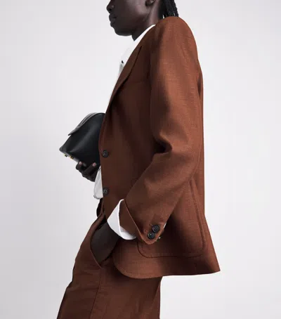 Me+em Wool-blend Sharp Contour Blazer In Brown