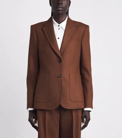 Me+em Wool-blend Sharp Contour Blazer In Brown