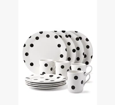 Kate Spade Deco Dot 12 Piece Dinnerware Set In White