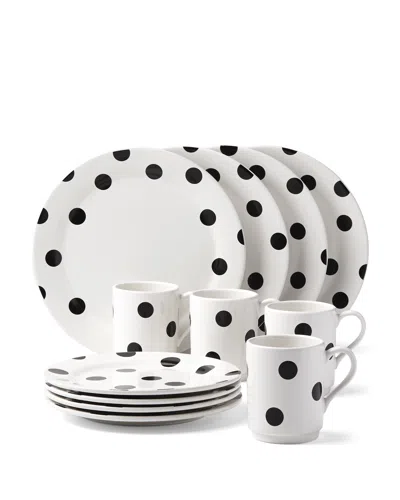 Kate Spade Deco Dot 12 Piece Dinnerware Set In White