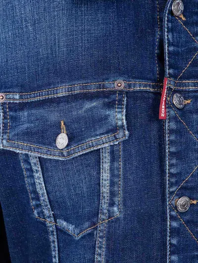 Dsquared2 Cropped Jeans Jacket In Blue
