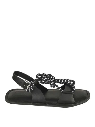 Plan C Black Open-toe Sandals In Black