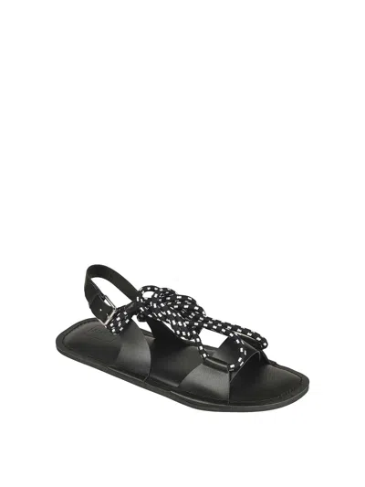 Plan C Black Open-toe Sandals In Black