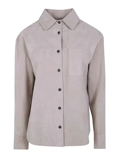 Drhope Classic Suede Overshirt In Nude & Neutrals