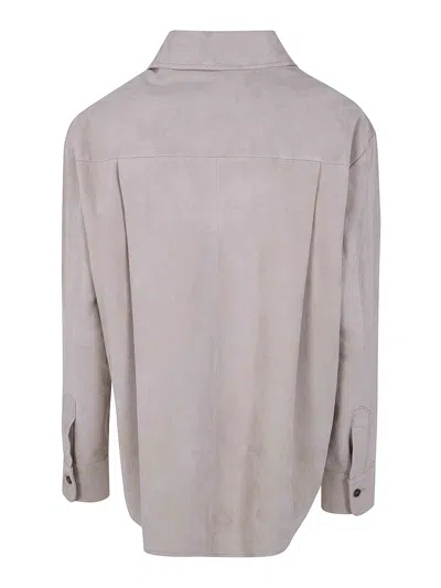 Drhope Classic Suede Overshirt In Nude & Neutrals