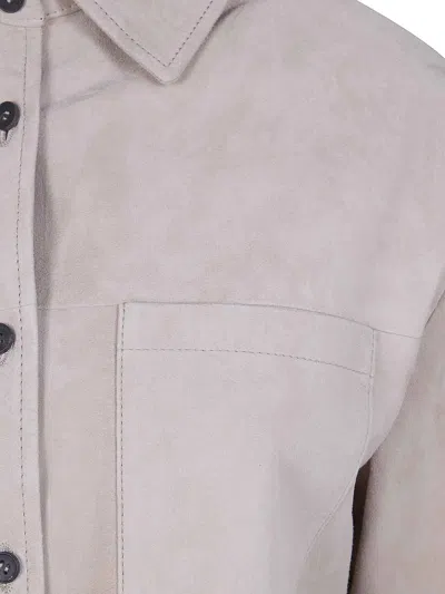Drhope Classic Suede Overshirt In Nude & Neutrals