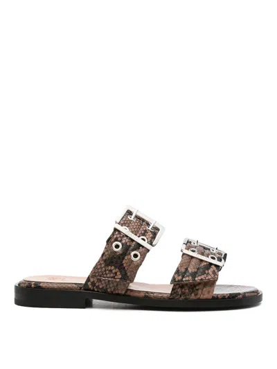 Ganni Patterned Recycled Polyester Polyurethane Flat Shoes In Animal Print