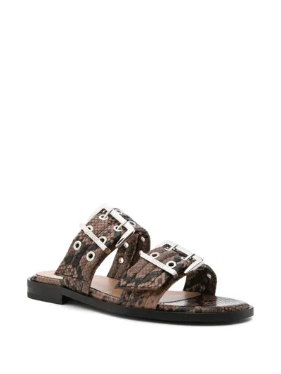 Ganni Patterned Recycled Polyester Polyurethane Flat Shoes In Animal Print