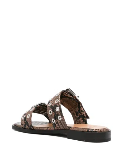 Ganni Patterned Recycled Polyester Polyurethane Flat Shoes In Animal Print