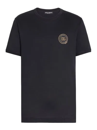 Dolce & Gabbana Cotton T-shirt With Patch In Black