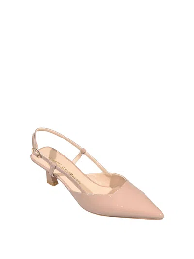 Stuart Weitzman Vinnie T Mid Heel Patent Slingback Pumps In Neutral