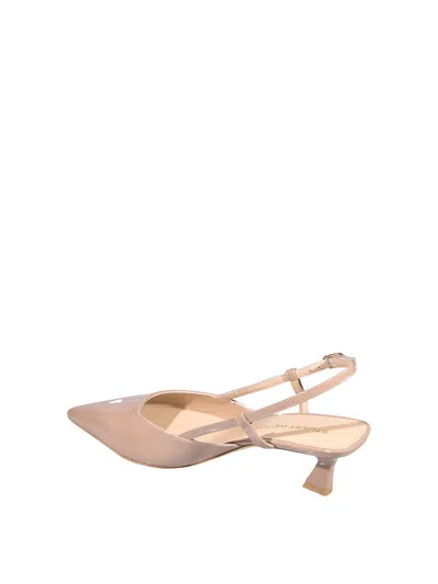 Stuart Weitzman Vinnie T Mid Heel Patent Slingback Pumps In Neutral