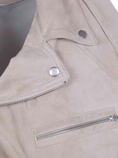Drhope Suede Biker Jacket In Nude & Neutrals