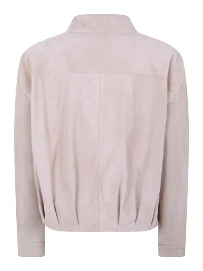 Drhope Suede Bomber Jacket In Nude & Neutrals