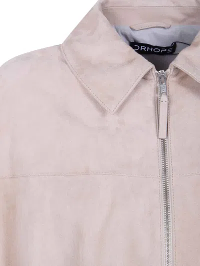 Drhope Suede Bomber Jacket In Nude & Neutrals